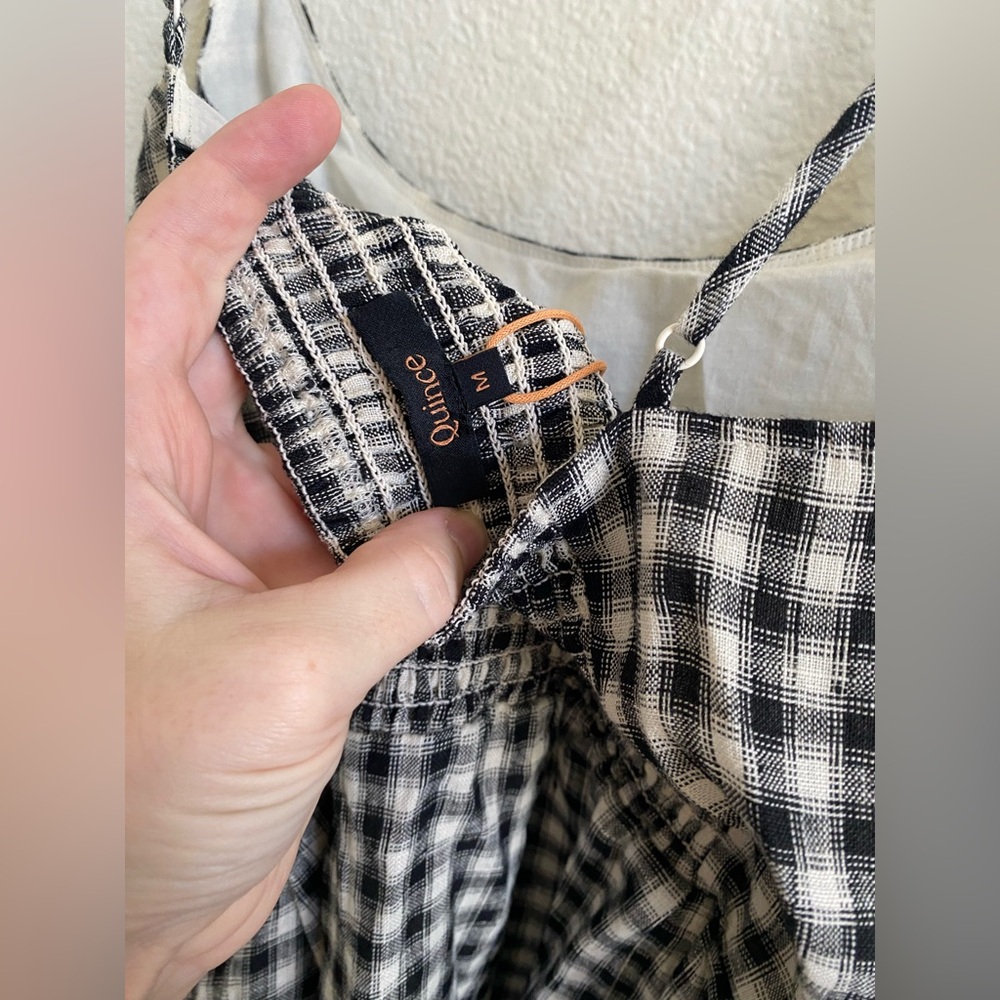 Quince Black and White Gingham Midi Dress - Picture 4 of 5